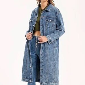 NWT Gap Long Denim Jean Jacket | Size XS